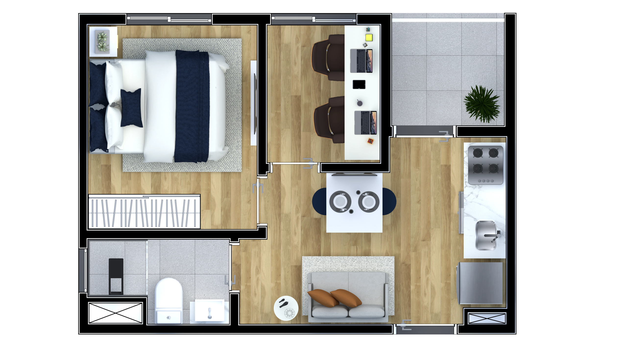1 Dorm. + Office